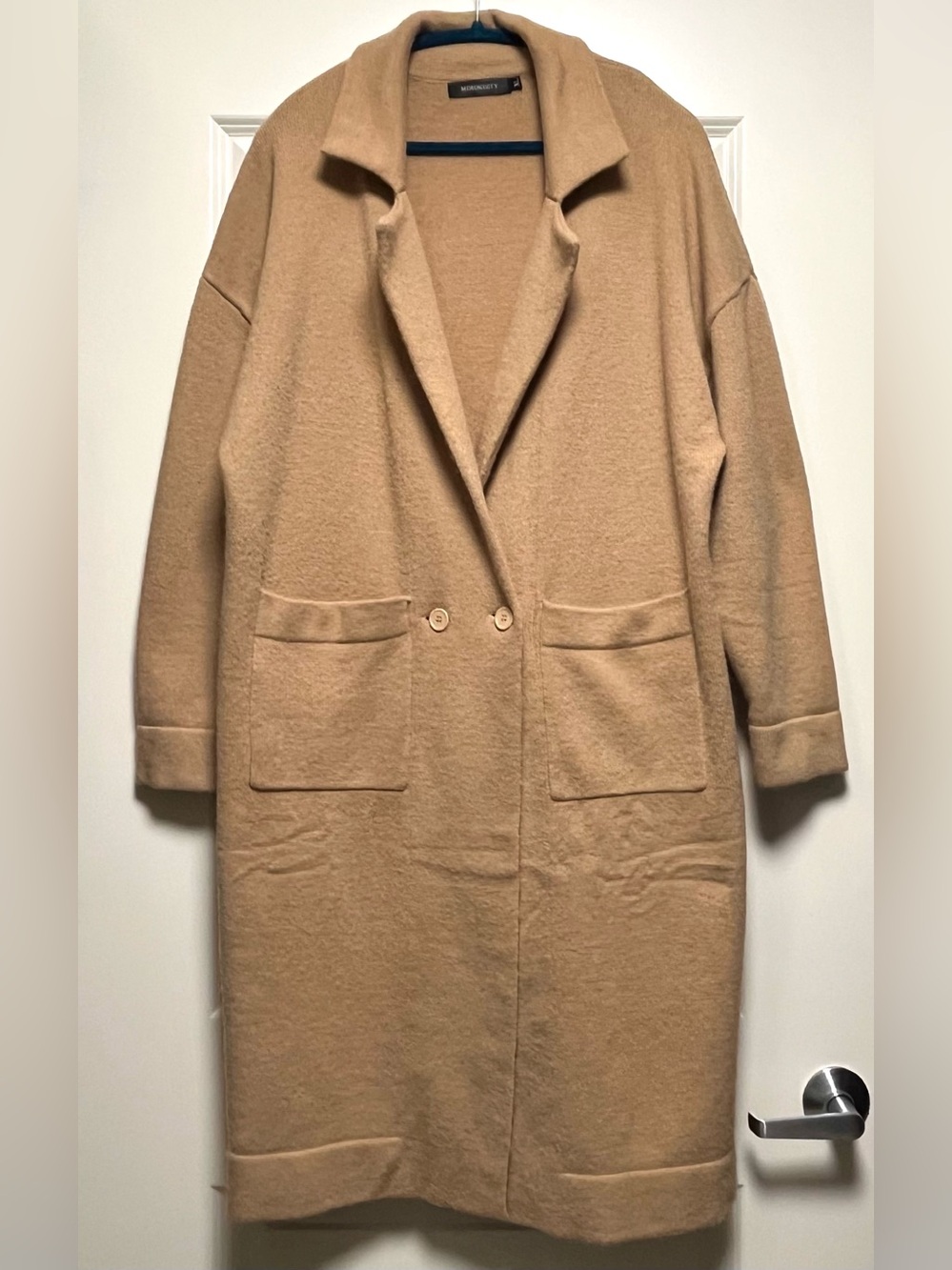 Button Front Duster Sweater Jacket Cozy Washable Camel Tan Fall Coatigan XL
